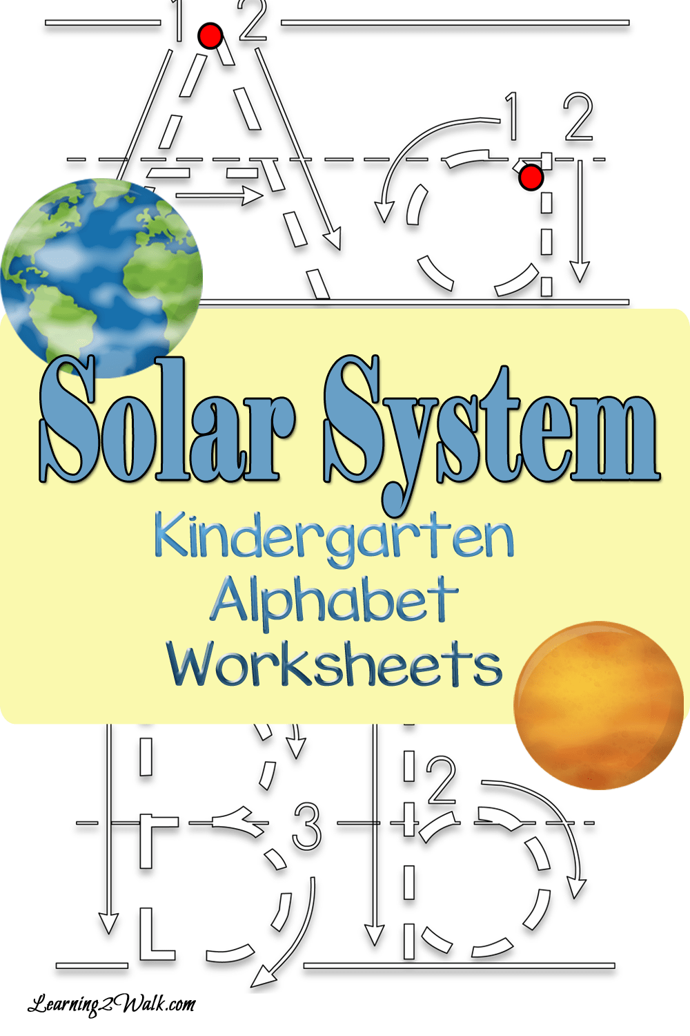 Solar System Alphabet Kindergarten worksheets