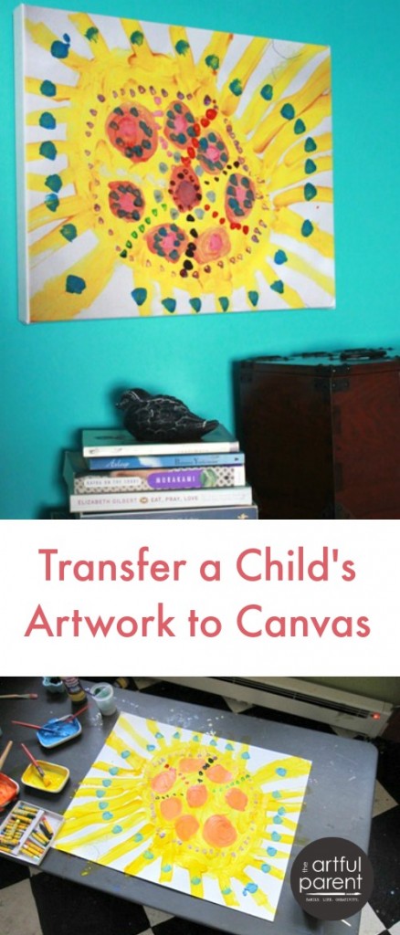 transfer child's artwork on canvas