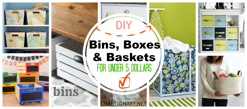 DIY bins boxes baskets for storage