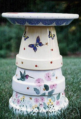 terra cotta bird bath