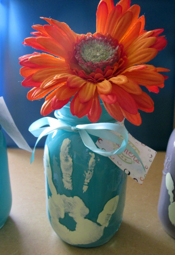 Hand print mother's day vase