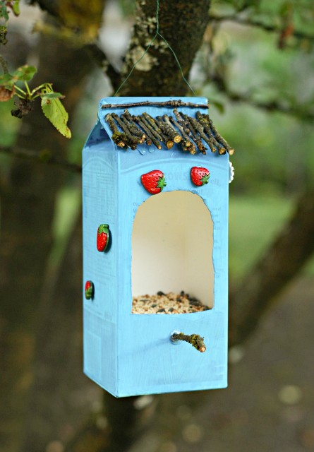 kid-made-bird-feeder-recycled-materials