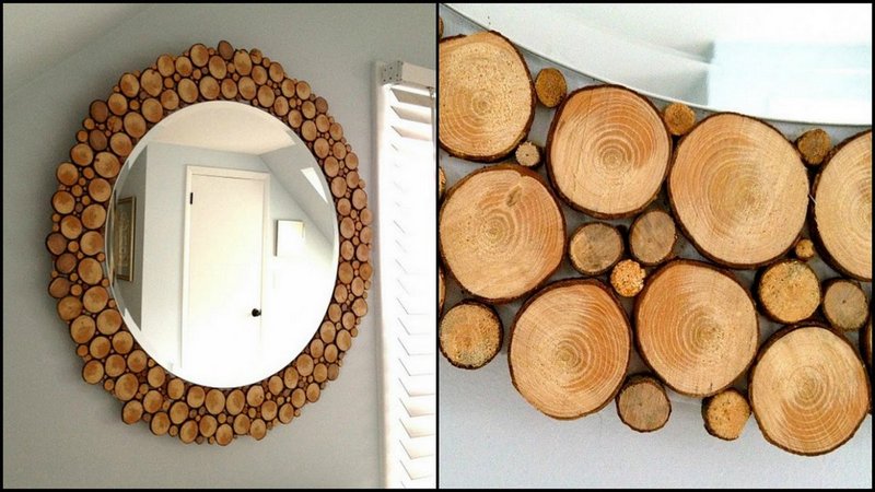 wood slice mirror diy