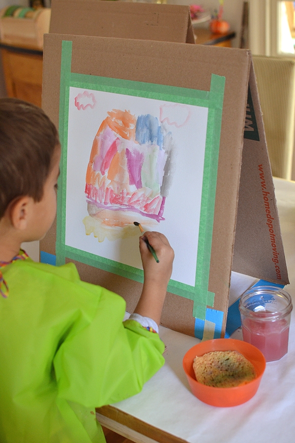 Cardboard-box-easel