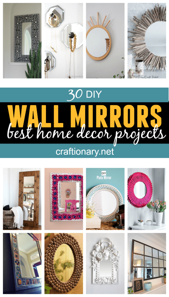 DIY wall mirrors tutorials and great ideas to decorate your home on a budget with stylish and luxuriously gorgeous looking mirrors to make statement in your house