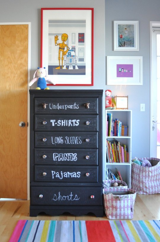 Labelled-kids-drawers-chalkboard-dresser