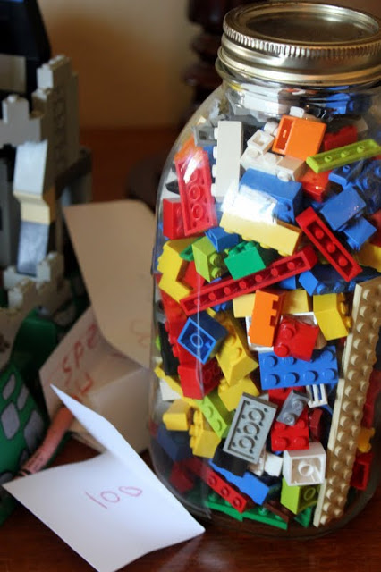 lego filled gift jars