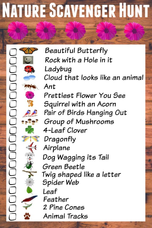 Nature scavenger hunt printable