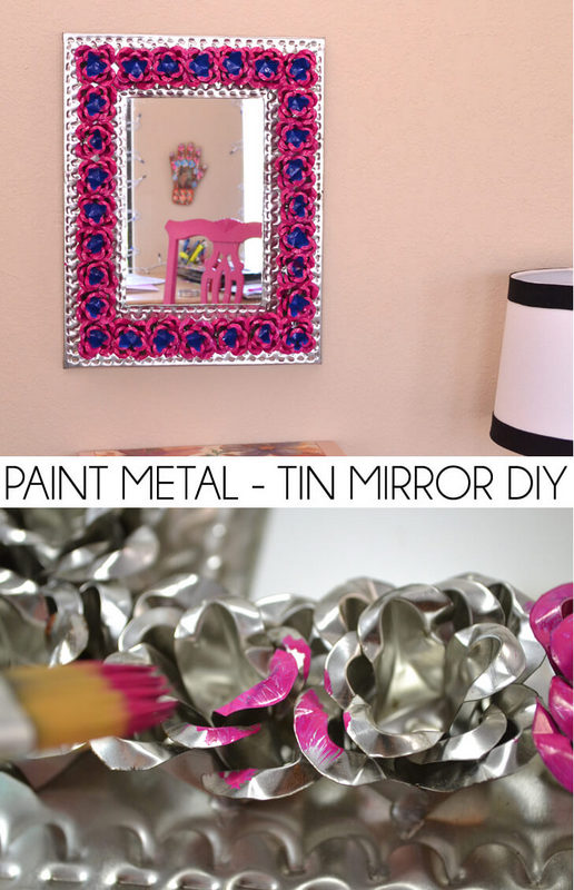 Paint metal tin mirror diy
