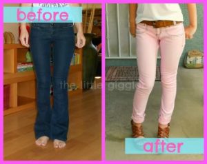 pink skinny jeans refashion