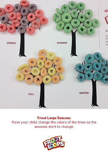 Cereal seasons activity with free printable trees