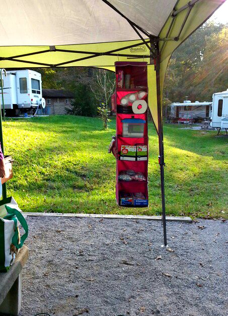 organized camping shoe hanger