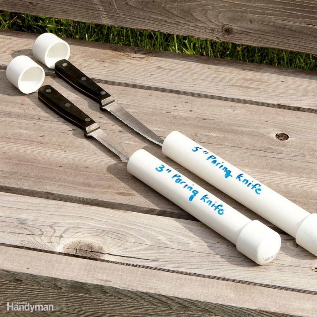 use pvc pipe for packing knife for camping