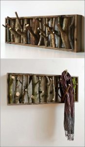 Wood log coat rack