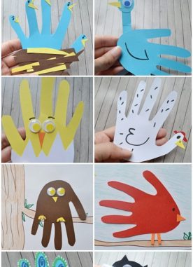 9 Handprint animal paper birds craft ideas for kids