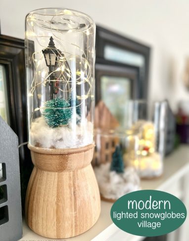 Make winter snowglobes lighted village mantel decor