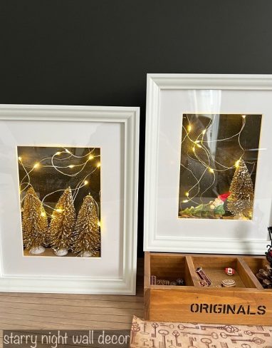DIY Black and gold wall decor in shadow box