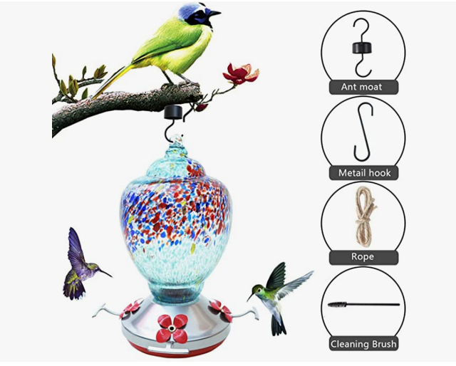 Hummingbird-Feeder-for-Outdoors-easy-to-Clean-Filling-Bird-Feeder-Glass-Leakproof-Hanging-Hook-Ant-Moat