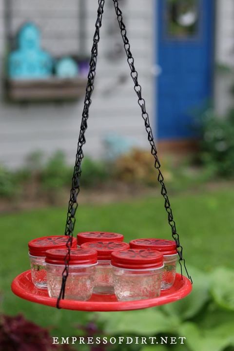 mason jar hummer feeder tray