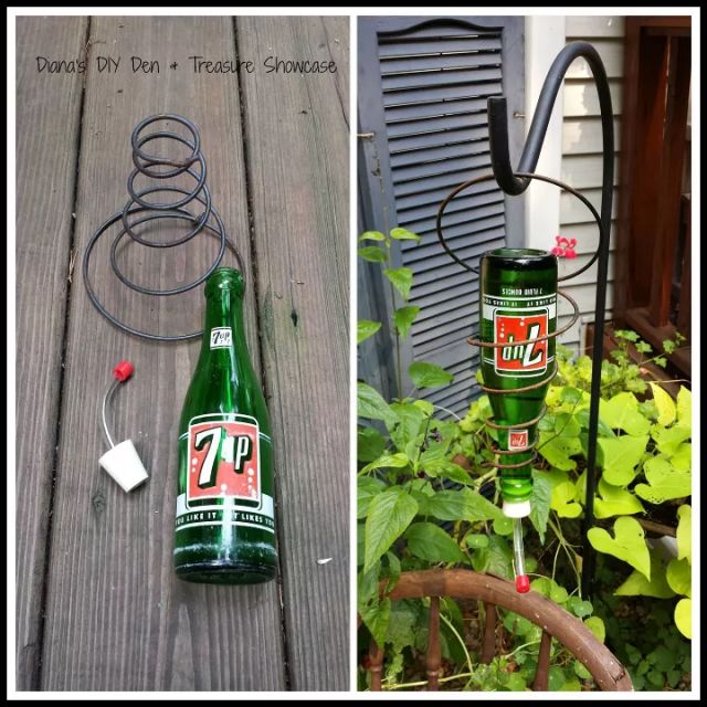 vintage soda bottle bedspring hummingbird feeders outdoor living repurpose upcycling