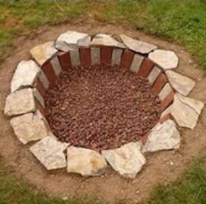 In ground brick and rock DIY Fire Pit
