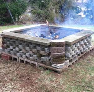 Giant Square Fire Pit Using Repurposed Materials