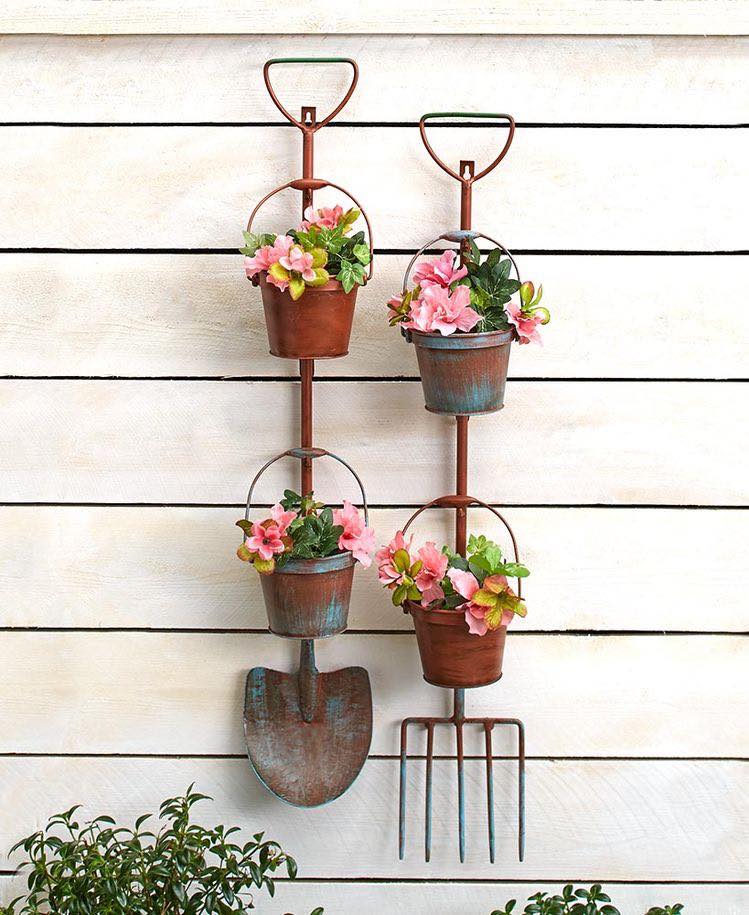 rustic-garden-tools-planter