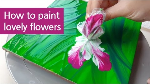 Lovely-flowers-with-sealing-wrap-Fluid-Acrylic-Pouring-for-beginners