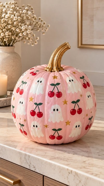 hand-painted-cute-cherry-ghost-pumpkin