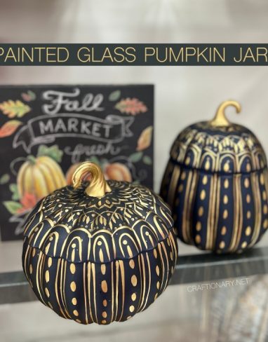 Gold painted glass pumpkin jar