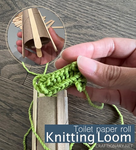 Loom knitting for beginners with toilet paper roll - Craftionary