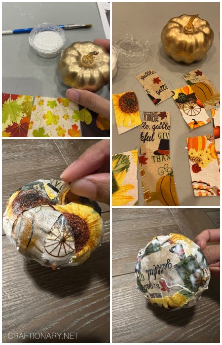 no-sew-fabric-pieces-pumpkin-craft-using-modpodge-glue