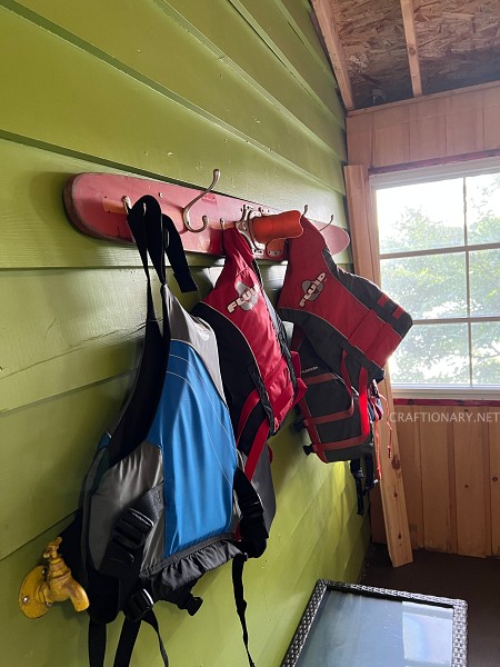 skiis-for-hanging-life-jackets-on-the-lakeside