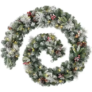 frosted-christmas-garland-red-berries-snowflakes-warm-yellow