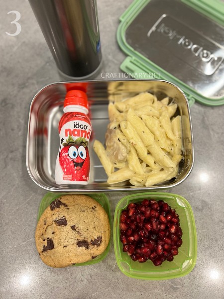 spaghetti-lunch-for-kids-pomogrenate-drinking-yogurt-chocolate-chip-cookie