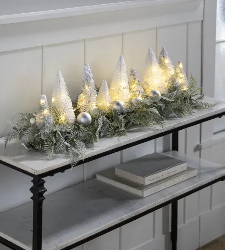 Lighted-Holiday-Centerpiece-With-Bottle-Brush-Trees