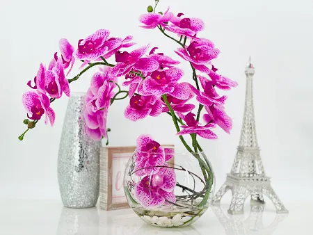 magenta-pink-stems-arrangement-in-fish-bowl