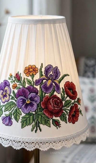 cross-stitch-flowers-diy-lampshade