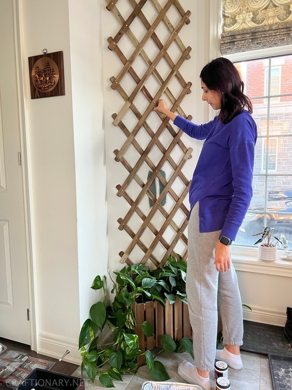 checking-ikea-wooden-trellis-dimensions-before-hanging-in-the-entryway