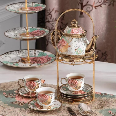 goldplatedceramicteasetcenterpiecedinning