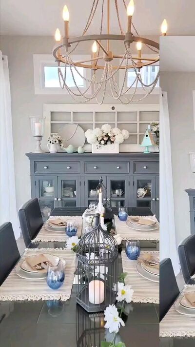 simplediningtabledecorwithbirdhouse