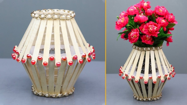 How to make flower vase with popsicle sticks