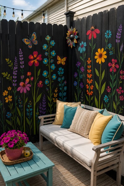 creative-diy-painted-fence-garden-decor