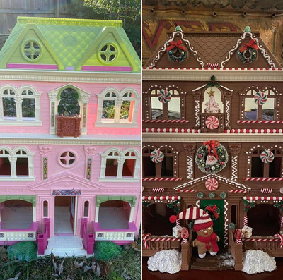 old-plastic-dollhouse-makeover-gingerbread-dollhouse-christmas