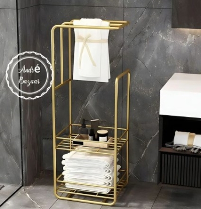 Gold towel and accessories stand