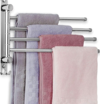 Swivel bathroom towel rack