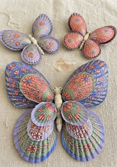 hand-painted-seashells-butterflies