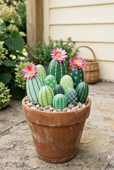 painted-rocks-cacti-arrangement-diy