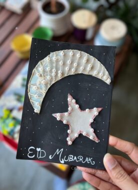 Make a Beaded Thread Eid Mubarak Card