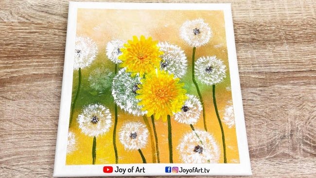 Dandelion Wish-Easy Acrylic Painting Dandelion Flowers